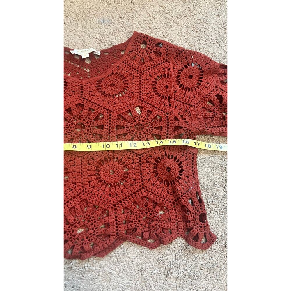 Rebellion Again Rust Orange Crochet Crop Top Small - Picture 10 of 10